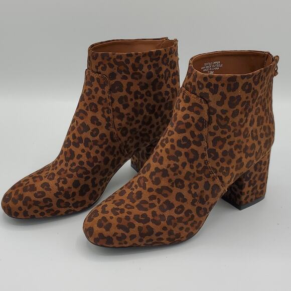 Ann Taylor LOFT Shoes - Ann Taylor Loft Leopard Animal Print Block Ankle Boot Side Zip Bootie Shoe 7.5W